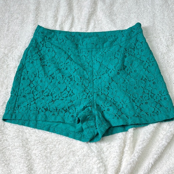 Bisou Bisou High Waist Green Lace Shorts - Picture 1 of 6